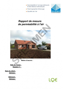 Rapport de test de perméabilité à l'air