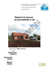 Rapport de test de perméabilité à l'air