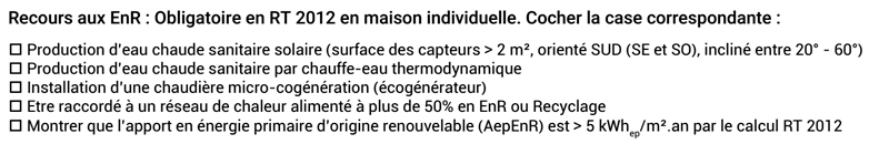 Fiche collecte d'information : Recours aux EnR