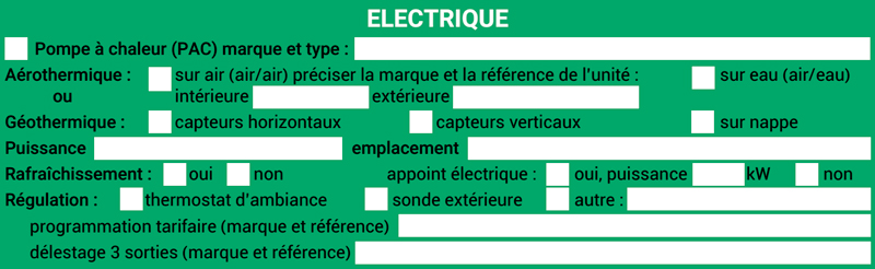 Fiche collecte d'information : Chauffage électrique