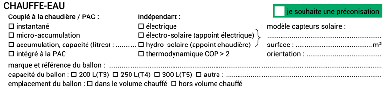Fiche collecte d'information : Chauffe eau