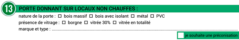 Fiche collecte d'information : Porte donnant sur locaux non chauffés
