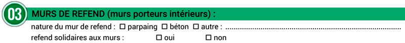 Fiche de collecte d'information : Murs de refend